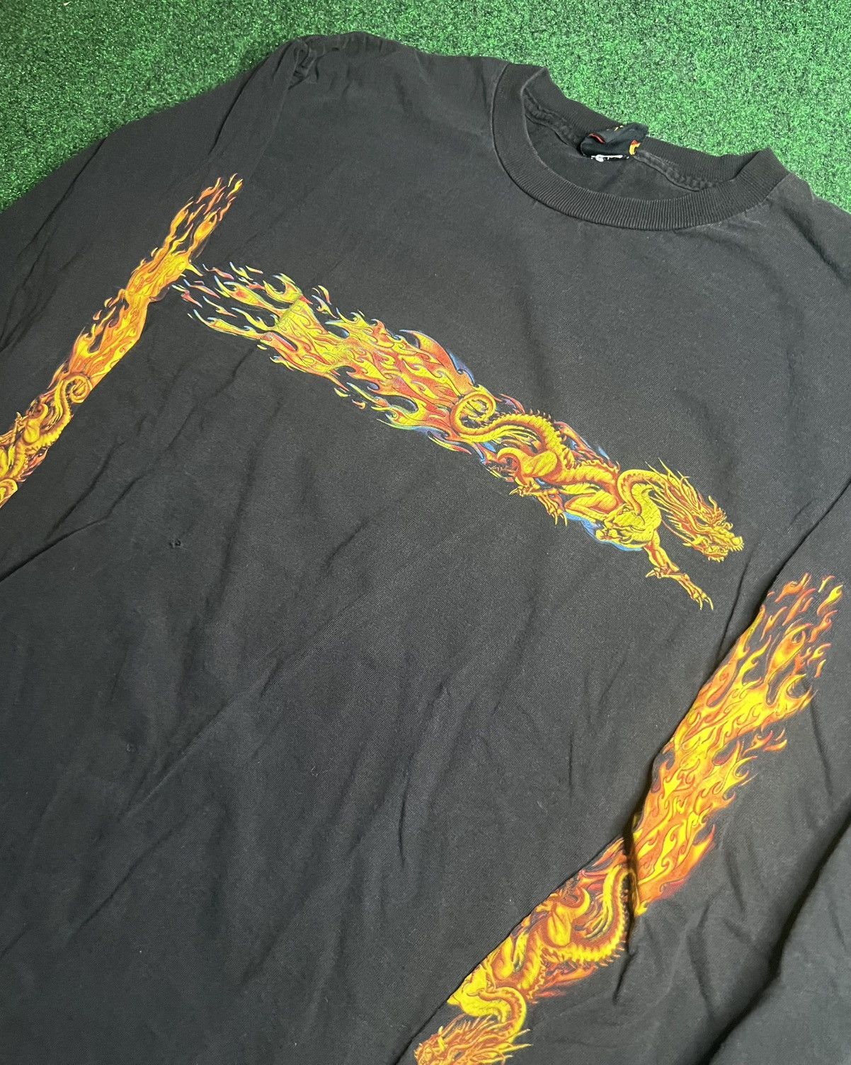 Vintage Y2K Flame Dragon Harley Style Long Sleeve T-Shirt Size US L / EU 52-54 / 3 - 1 Thumbnail