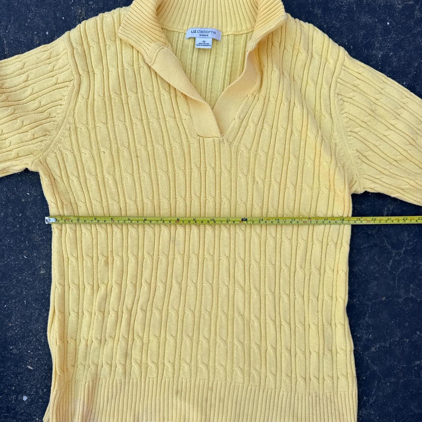 Liz Claiborne Vintage 90s Liz Claiborne Cable Knit Yellow Sweater Size XL Size XL / US 12-14 / IT 48-50 - 5 Thumbnail