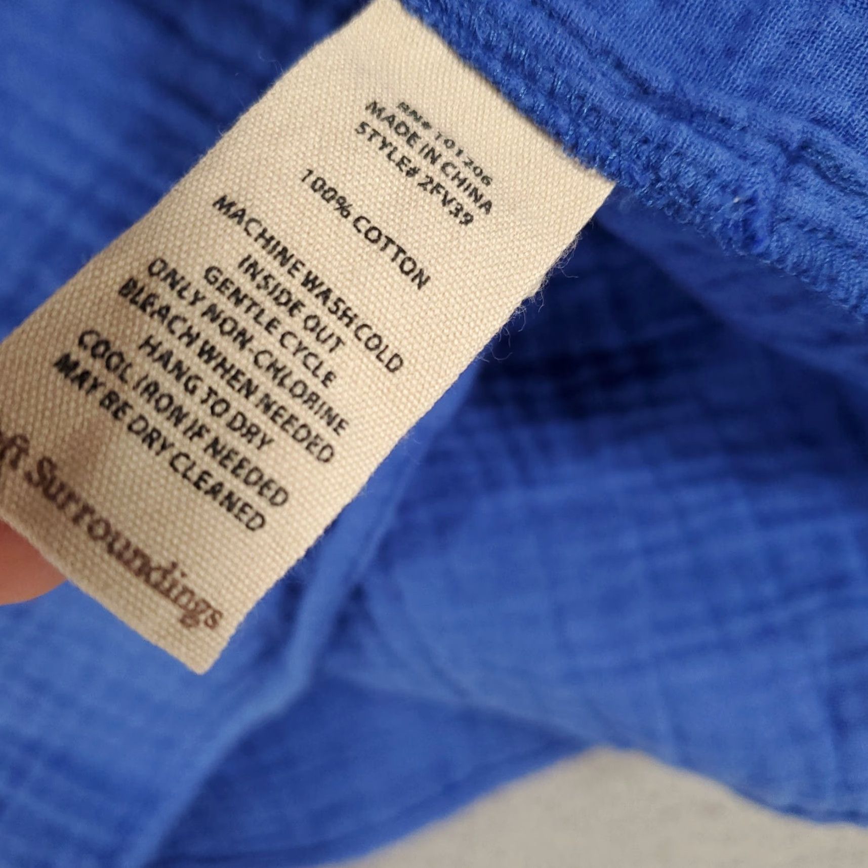 Soft Surroundings Womens Blouse Shirt Size Large Blue Textured Button Up Boho Tunic 100% Cotton Soft Surroundings White/Blue? Size L / US 10 / IT 46 - 6 Thumbnail