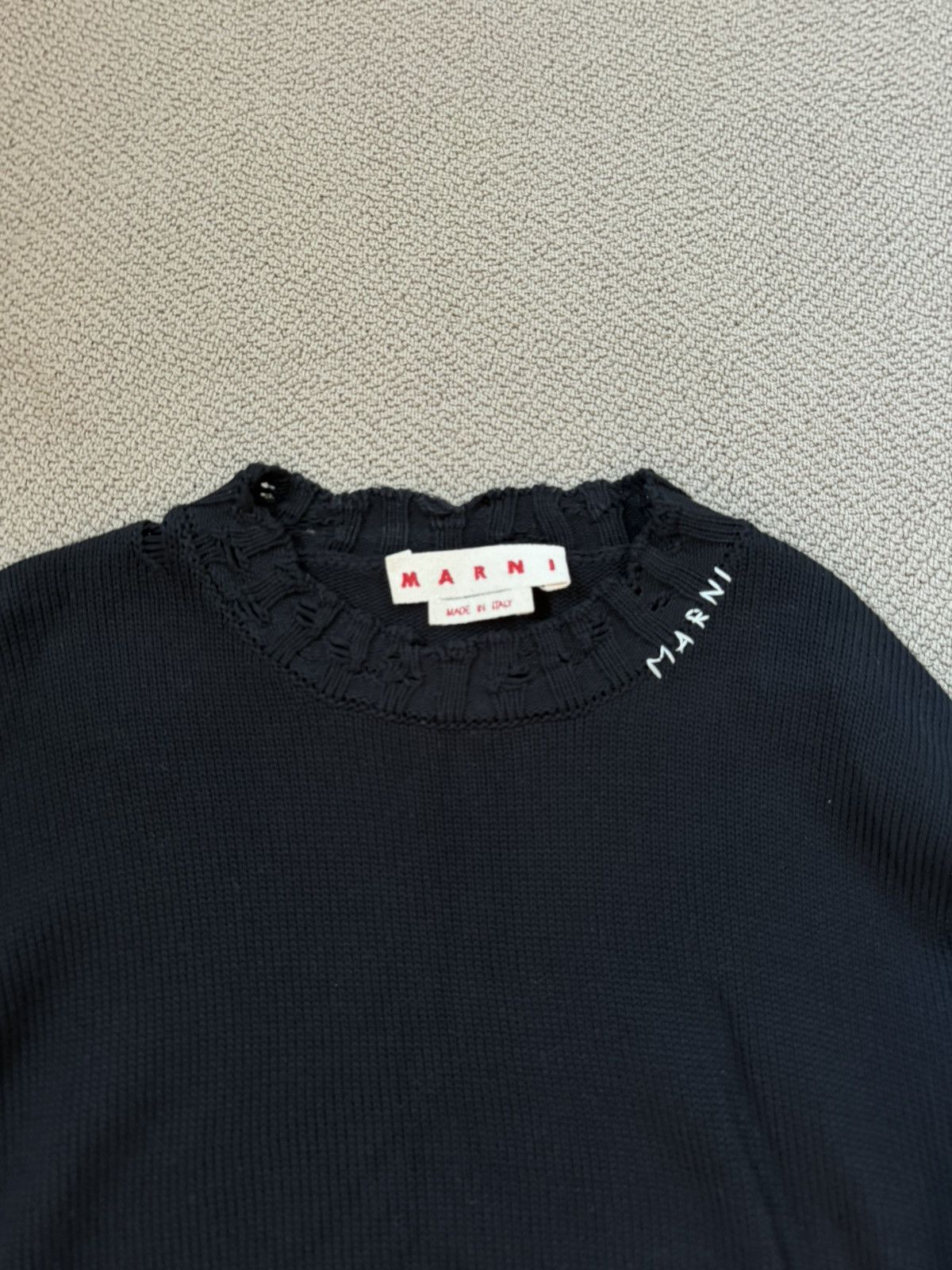 Marni Marni Distressed Knit Sweater – Black (Size 48) Size XL / US 12-14 / IT 48-50 - 2 Thumbnail