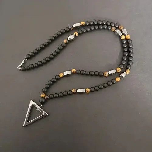 Other Tiger-Eye Stone Beads Triangle Pendant Necklace Size ONE SIZE - 3 Thumbnail