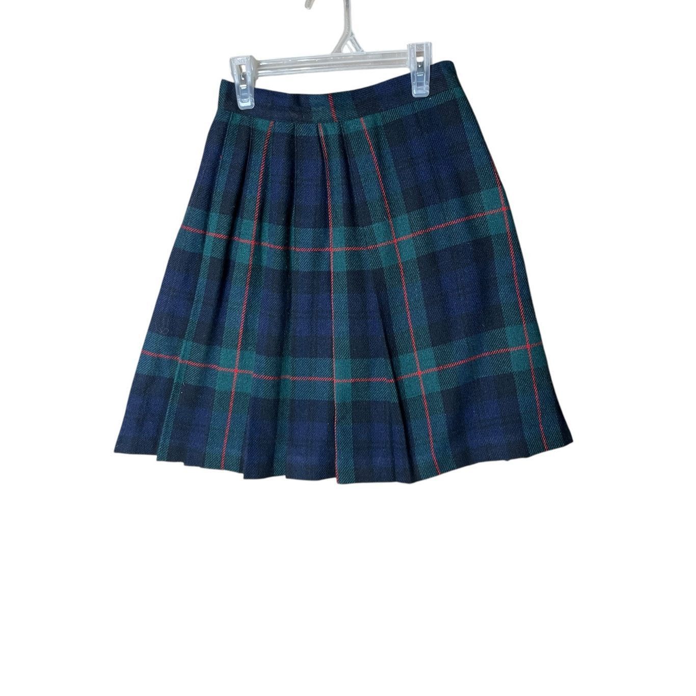Other Vintage Norton Mcnaughton 80s Green Wool Blend Pleated Skirt Size 4P Size 27" / US 4 / IT 40 - 1 Thumbnail
