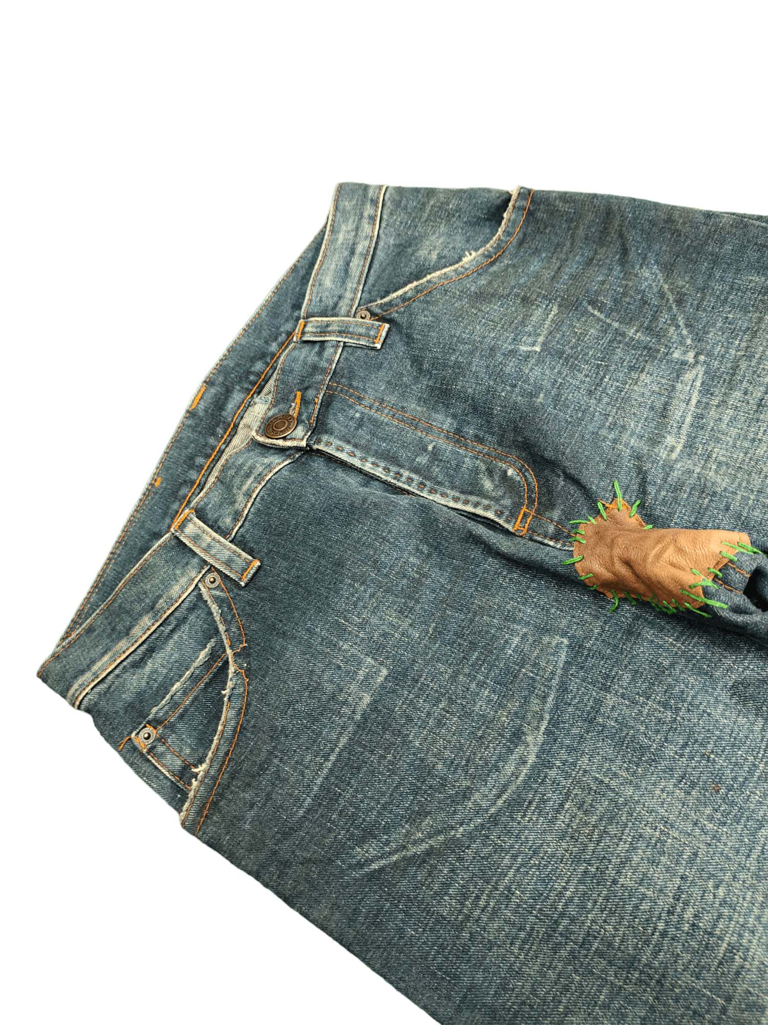 Dsquared2 Dsquared2 Leather Craft Patchwork Denim Jeans Size US 33 - 2 Thumbnail