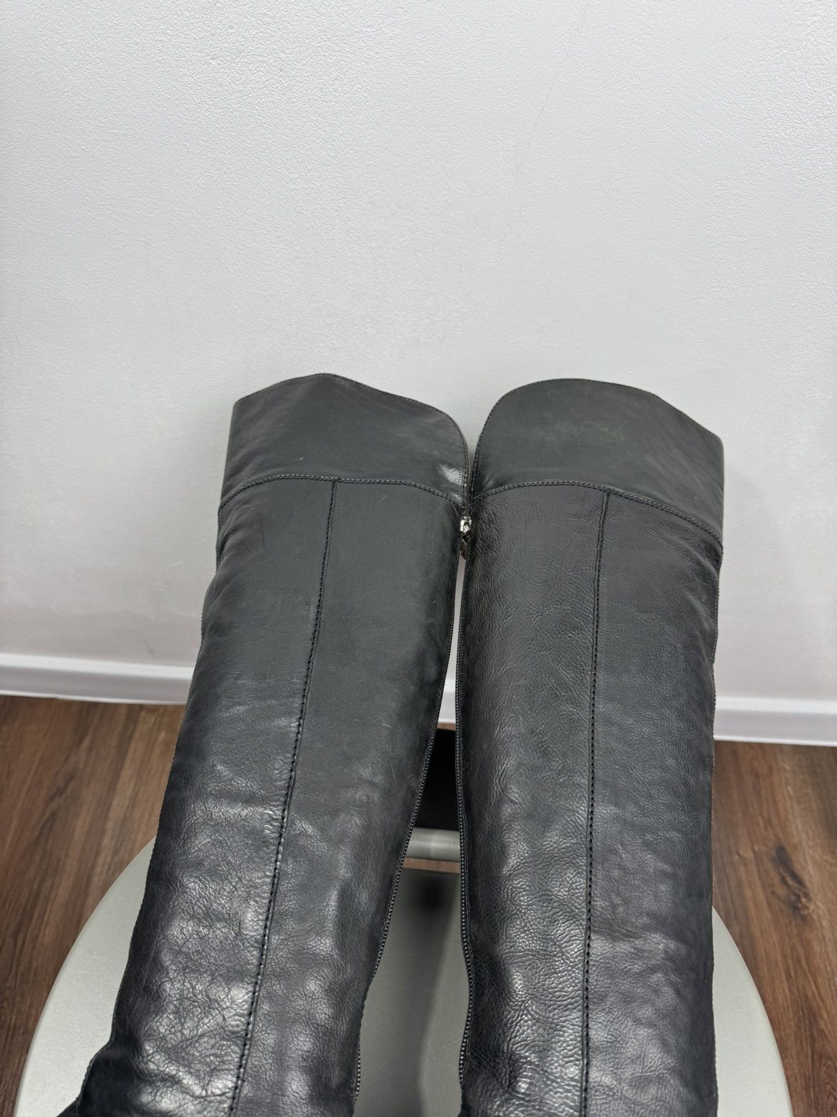 Other Vintage Black Leather High Riding Boots Tall Zip Women’s 40 Size US 9 / IT 39 - 11 Thumbnail