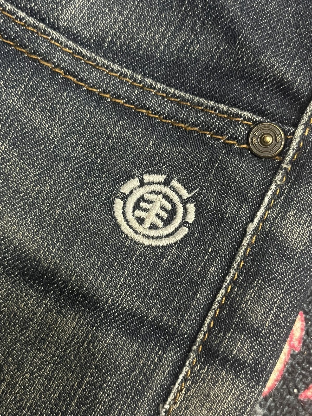 Element Vintage Element Dark Blue Washed Distress Straight Leg Jeans Size US 32 / EU 48 - 6 Thumbnail