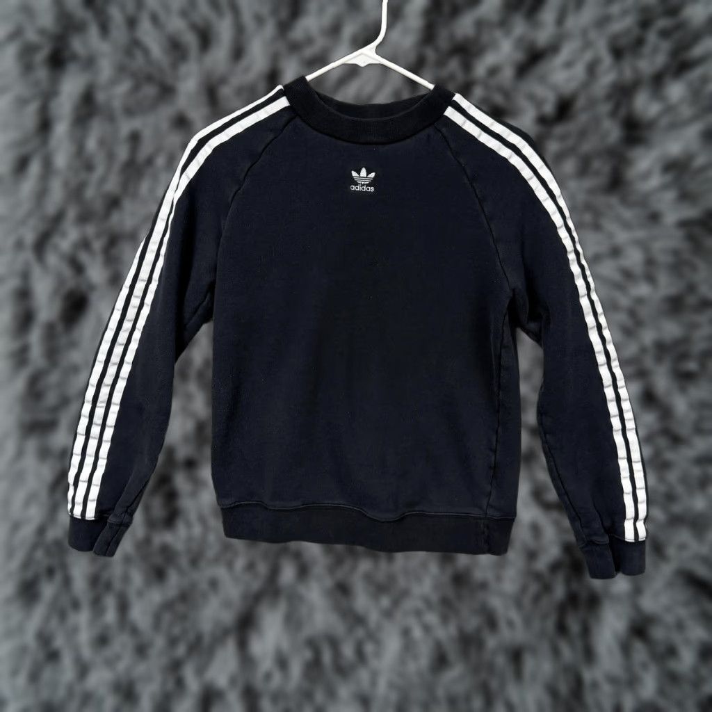 Adidas Adidas Sweatshirt Womens S Black Trefoil Raglan 3 Stripes Crewneck Pullover Casual Streetwear Size S / US 4 / IT 40 - 1 Thumbnail