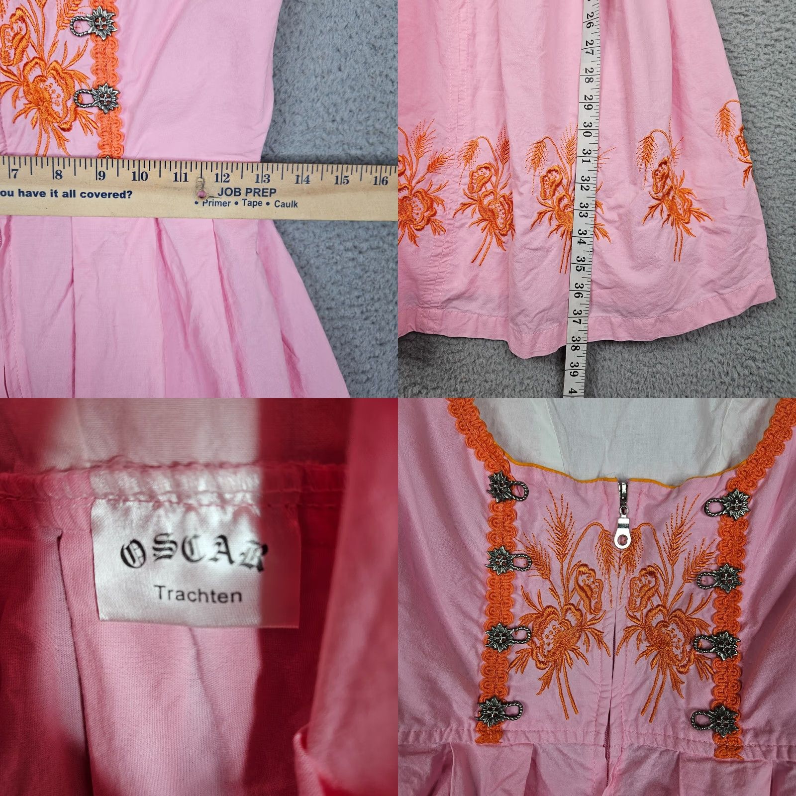 Pinko VINTAGE Oscar Trachten Dress Sleeveless Pink Embroidered Knee Length A-Line 34 Womens Size XXS / US 00 / IT 34 - 8 Thumbnail