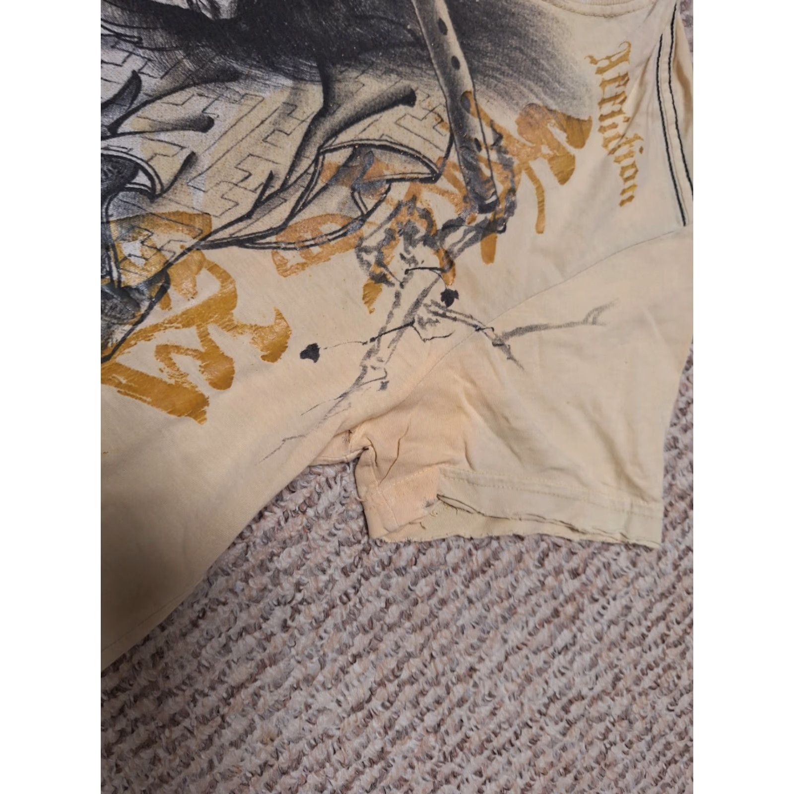 Affliction Affliction T-Shirt Men S Brown Ghost Y2k Fashion Anime Skull Tattoo Hype 90s Size US S / EU 44-46 / 1 - 4 Thumbnail
