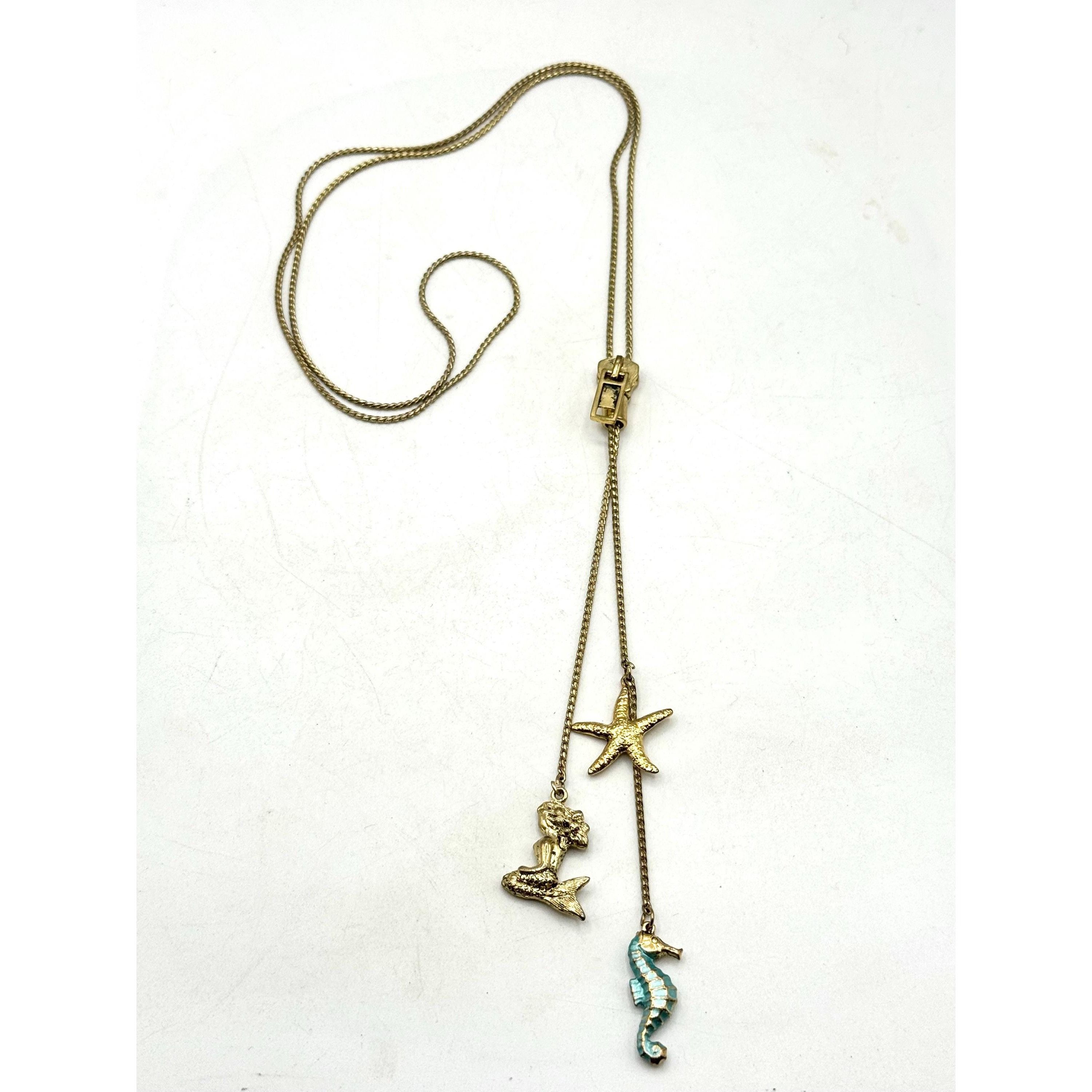 Other Vintage mermaid, starfish, enamel seahorse zipper necklace Size ONE SIZE - 3 Thumbnail