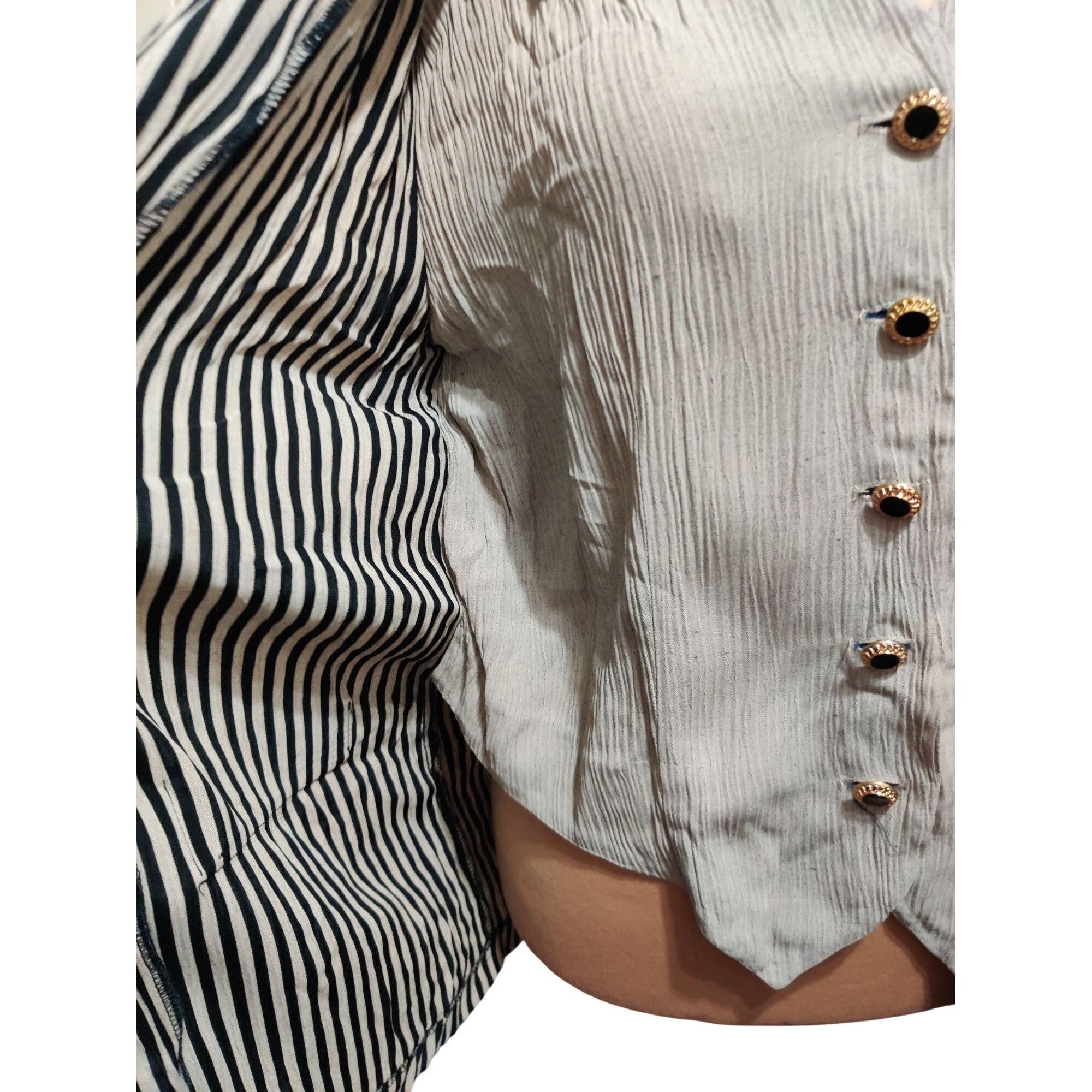 Vintage Vintage Dress Savvy NY 14 Black Beige Striped Blazer Vest Co Size XL / US 12-14 / IT 48-50 - 7 Thumbnail
