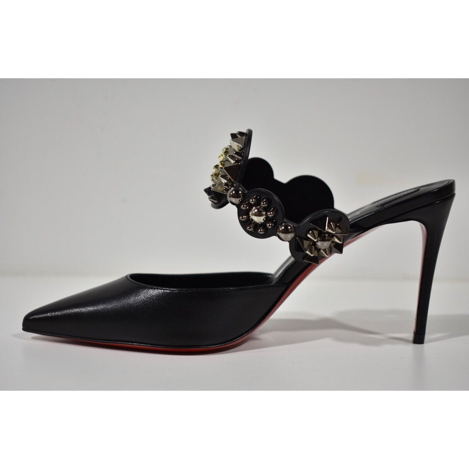 Christian Louboutin Miss Goldora 85 Black Backless Sandal Mule Heel Pump 37.5 Size US 7.5 / IT 37.5 - 8 Thumbnail