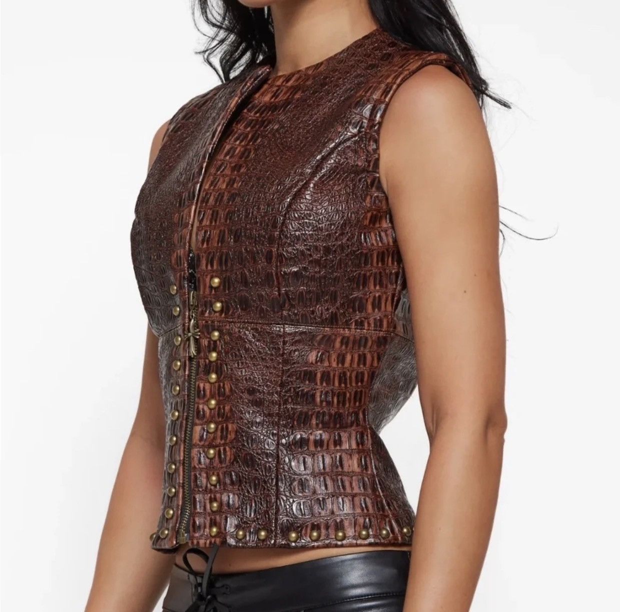 Other A Vintage Fit Crocodile Leather Top Size M / US 6-8 / IT 42-44 - 5 Thumbnail