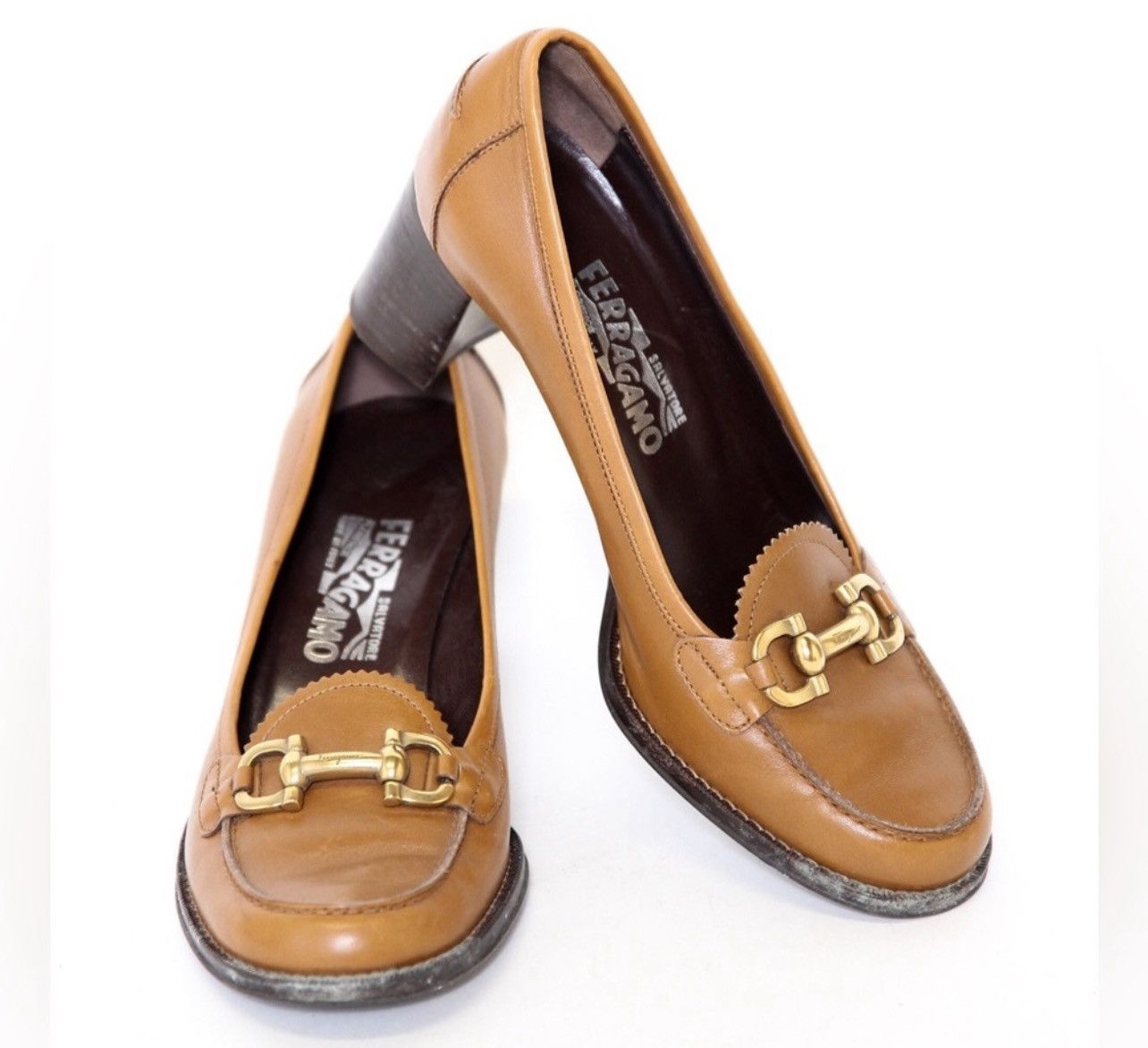 Salvatore Ferragamo × Vintage Vintage Salvatore Ferragamo Leather Buckled Heeled Loafers Size US 8 / IT 38 - 2 Thumbnail
