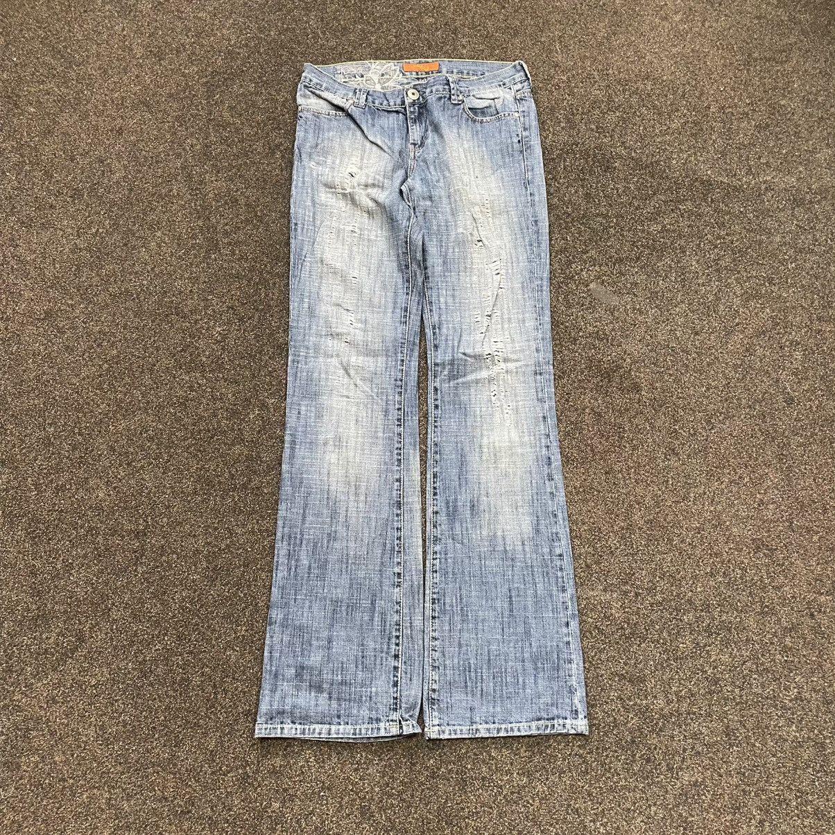 Vintage Y2K Pants Jeans 90s Painted Flared 32 32