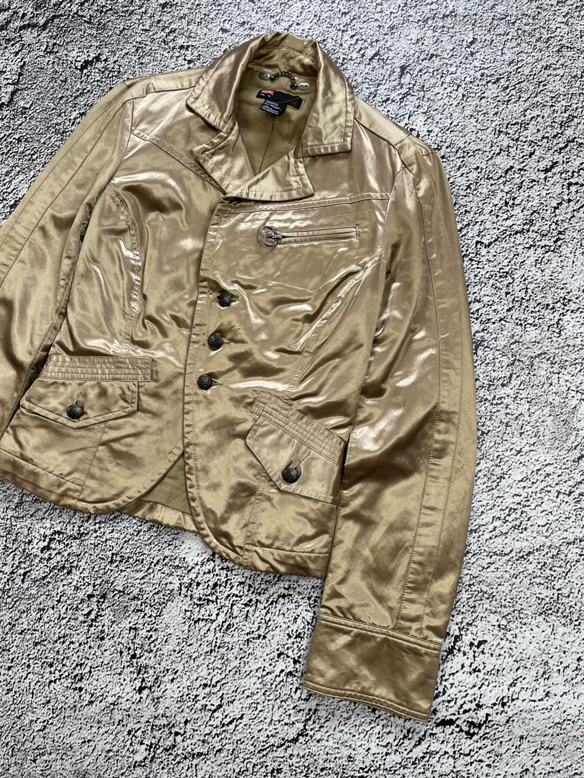 Diesel VINTAGE Y2K GOLD EMBROIDERED PAIR LOGO BLAZER JACKET Size M / US 6-8 / IT 42-44 - 3 Thumbnail