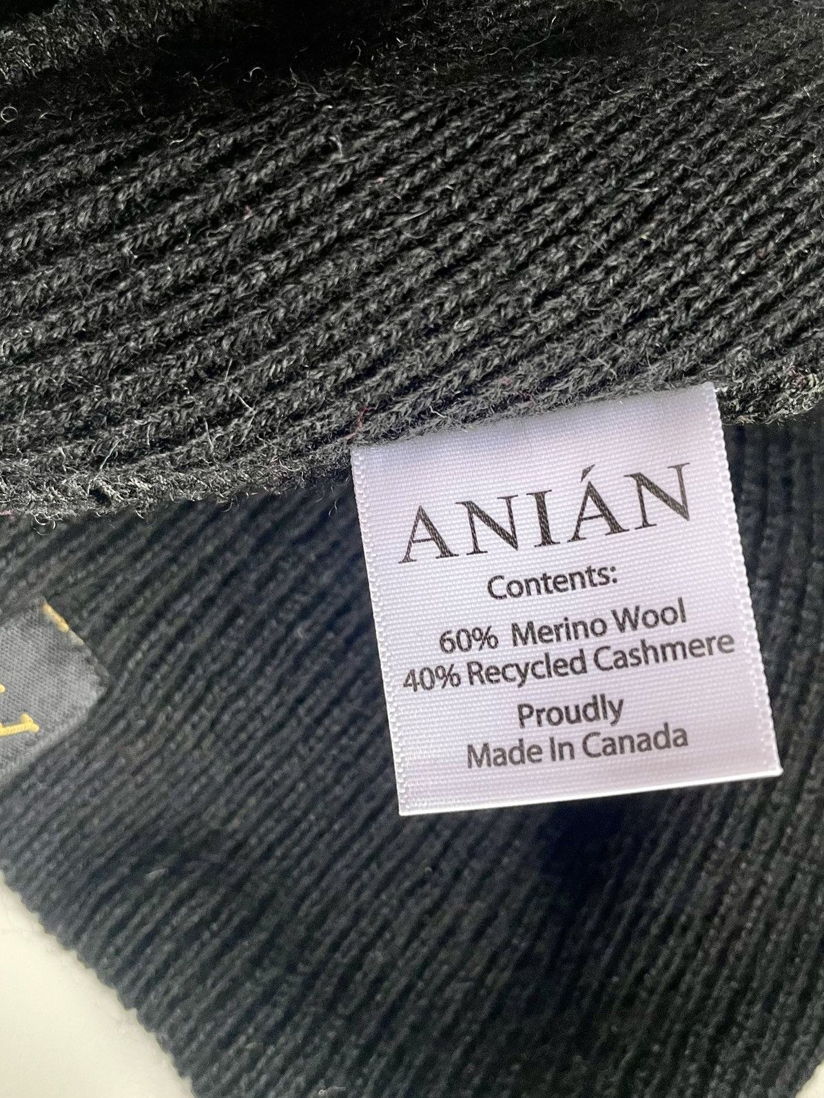 Other Anian Recycled Cashmere/ Merino Beanie Black Size ONE SIZE - 4 Thumbnail