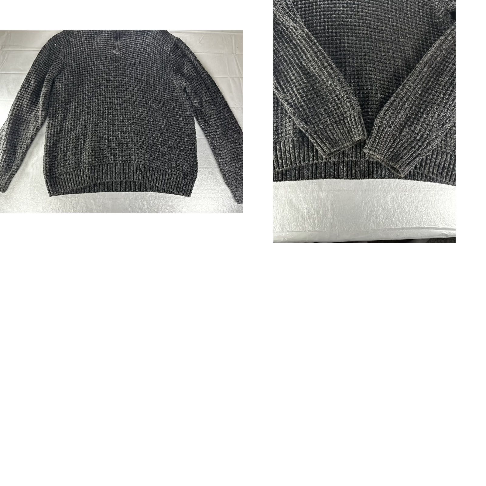 Vintage Tassa Elba S.p.A. Mens Large Charcoal Grey 100% Cotton Waffle-Knit Crewneck Sweater Knit Pullover Size US L / EU 52-54 / 3 - 9 Thumbnail