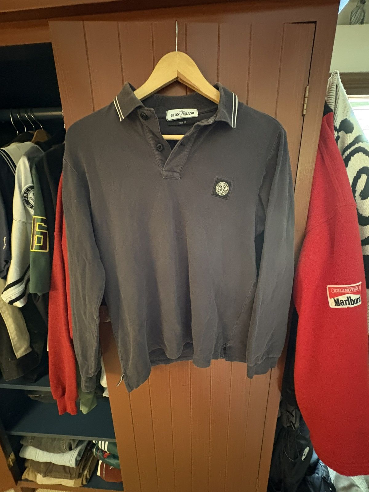 Stone Island Black Collared Shirt – Long Sleeve Medium Italy