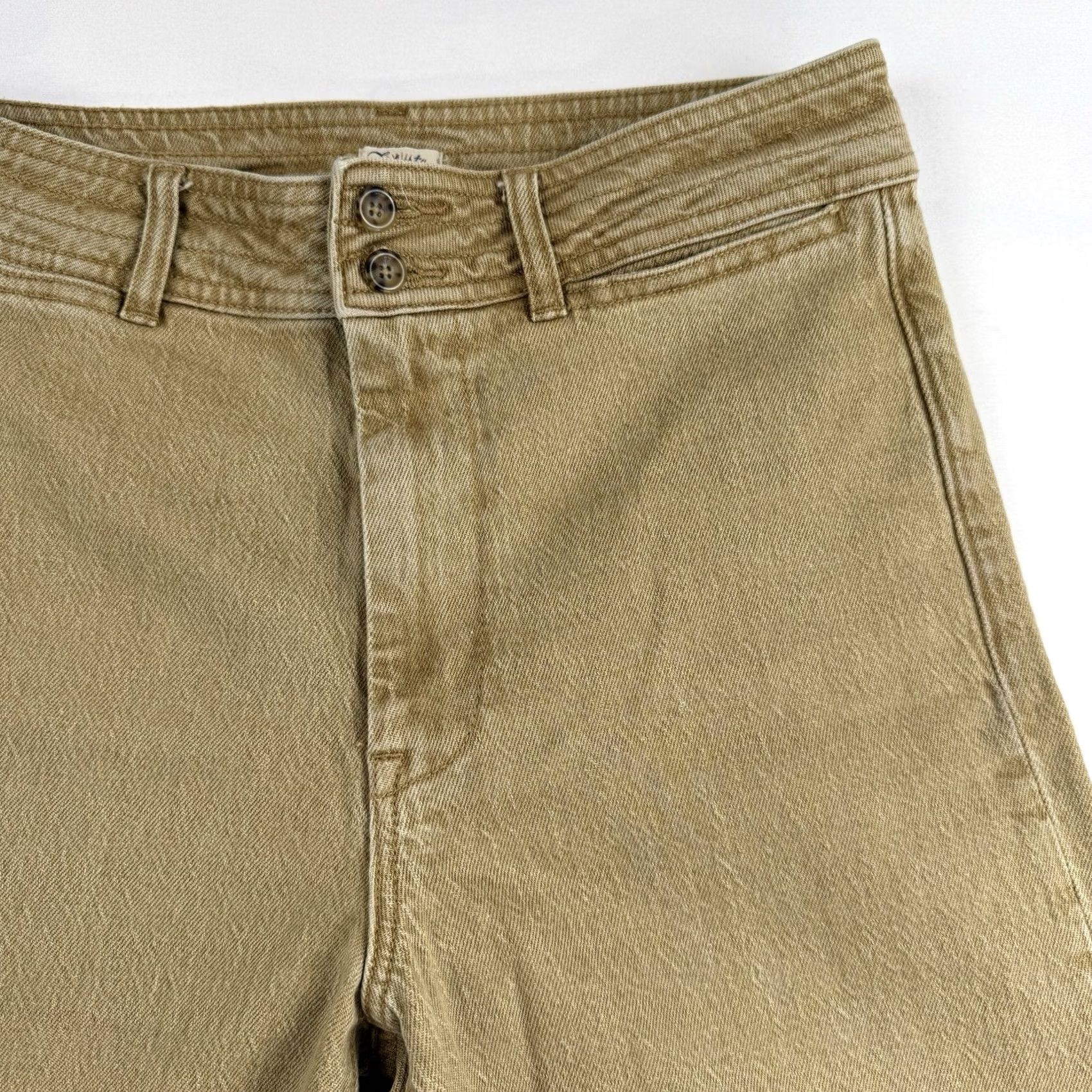 Faherty Faherty Pants Womens 29 Stretch Wide-Leg High Rise Tan Brown Chino Knit Casual Business Travel Regular Size 29 Women Brown Size 29" - 4 Thumbnail