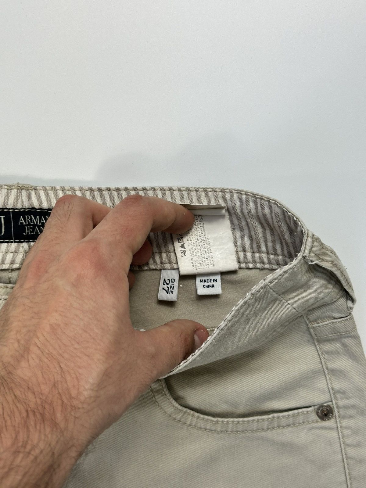 Giorgio Armani Armani Jeans Skinny Jeans Men's 27 Size Beige Metal Logo Size US 27 - 8 Thumbnail