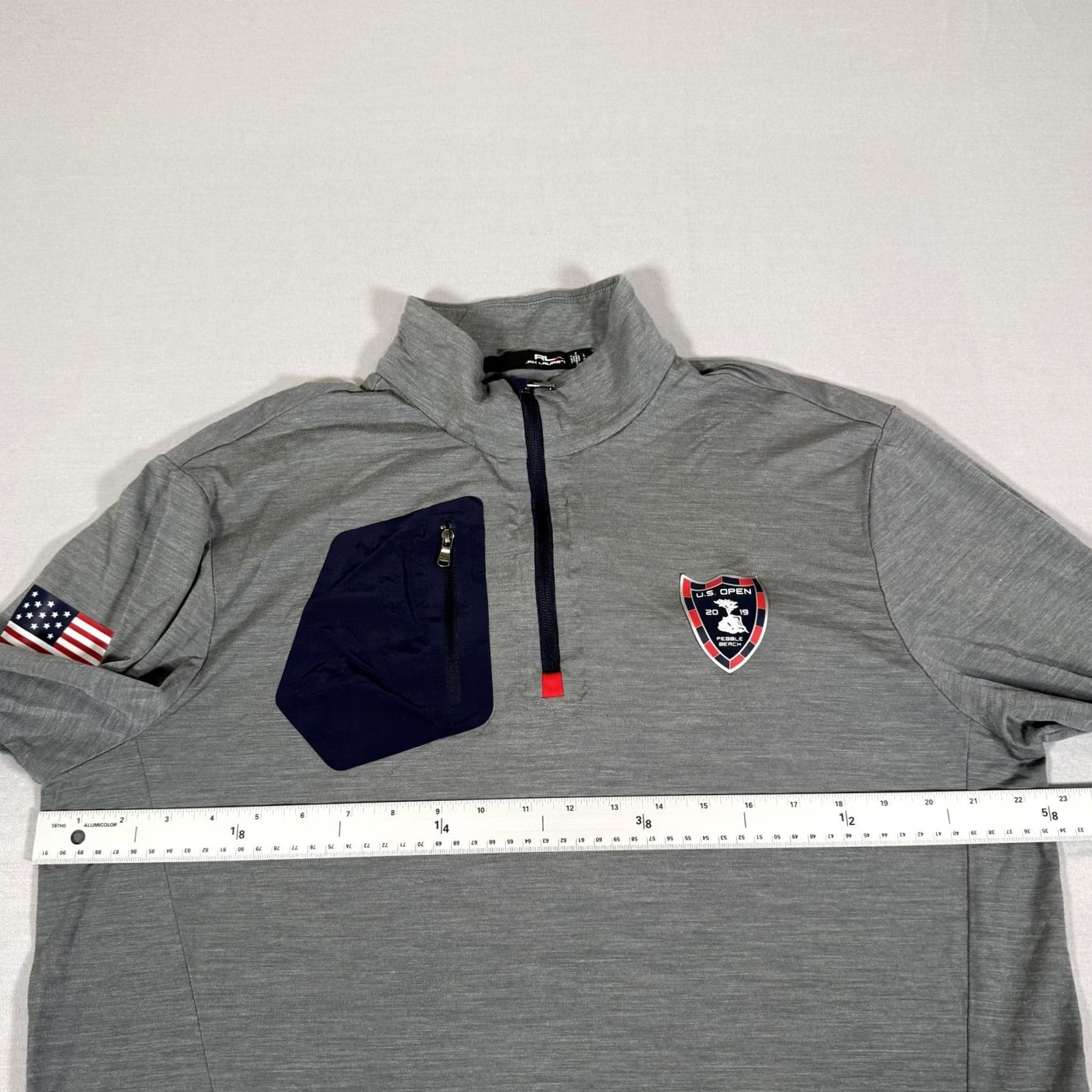 RLX Ralph Lauren RLX Ralph Lauren Shirt Men Large Gray Merino Wool Blend US Open Pebble Beach 1/4 Golf Jacket Size US L / EU 52-54 / 3 - 6 Thumbnail