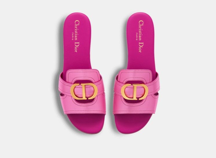 Dior o1w1db10425 KCQ266L 30 Montaigne Slides in Metallic Pink Size US 10 / IT 40 - 3 Thumbnail