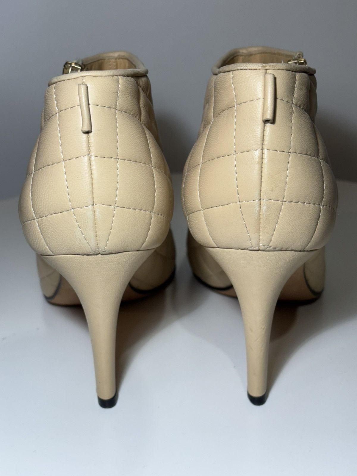 Chanel Chanel Beige Leather Cap-Toe Quilted Ankle Boots Size US 10 / IT 40 - 4 Thumbnail