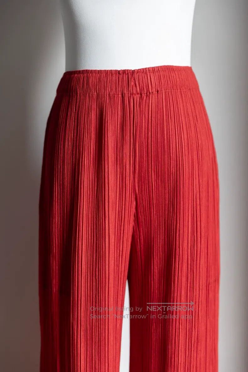 Issey Miyake Issey Miyake Red Wide-Leg Trousers Size 25" / US 0 / IT 36 - 2 Thumbnail