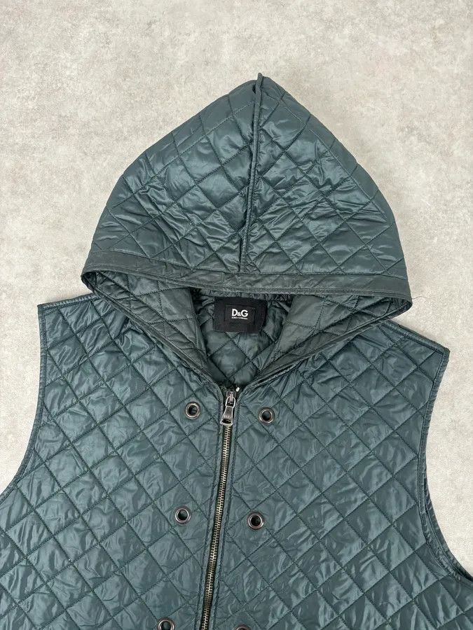 Dolce & Gabbana 2010s Dolce & Gabbana Dark Green Quilted Hooded Nylon Vest Size US M / EU 48-50 / 2 - 4 Thumbnail
