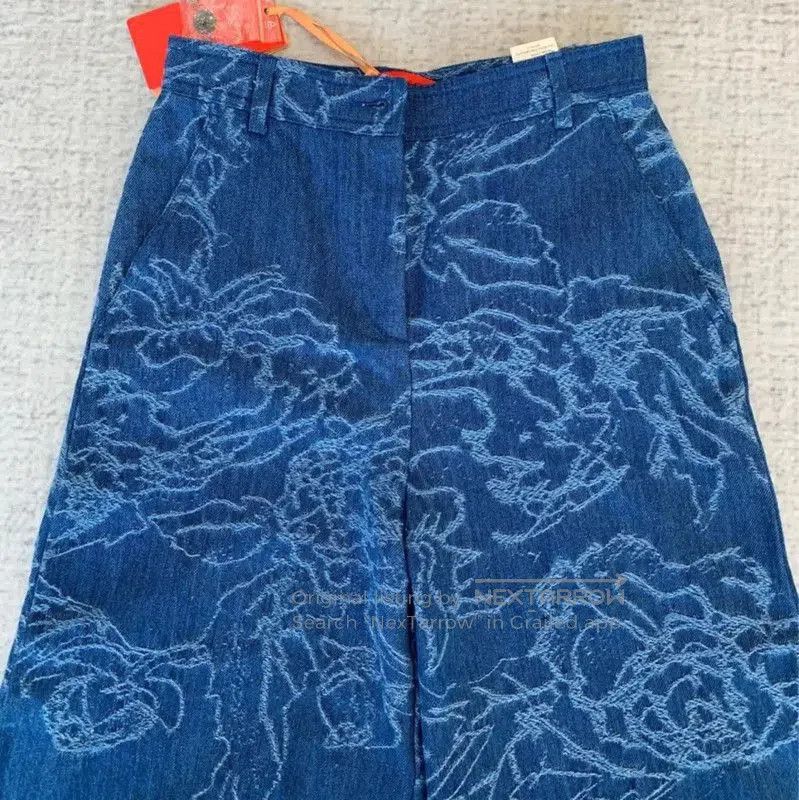 Max Mara MaxMara Blue Floral Denim Pants for Women . Size 28" / US 6 / IT 42 - 3 Thumbnail
