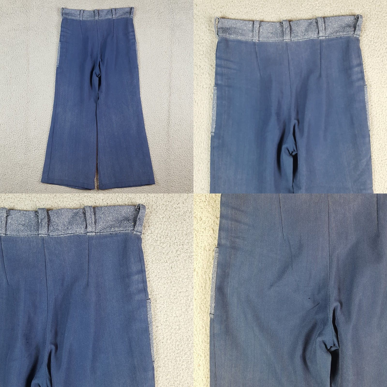 Denime Vintage 60s 70s Flared Denim Pants Women Size S Hippie Navy Deck Western Pedal Pushers Jeans Size 28" / US 6 / IT 42 - 8 Thumbnail