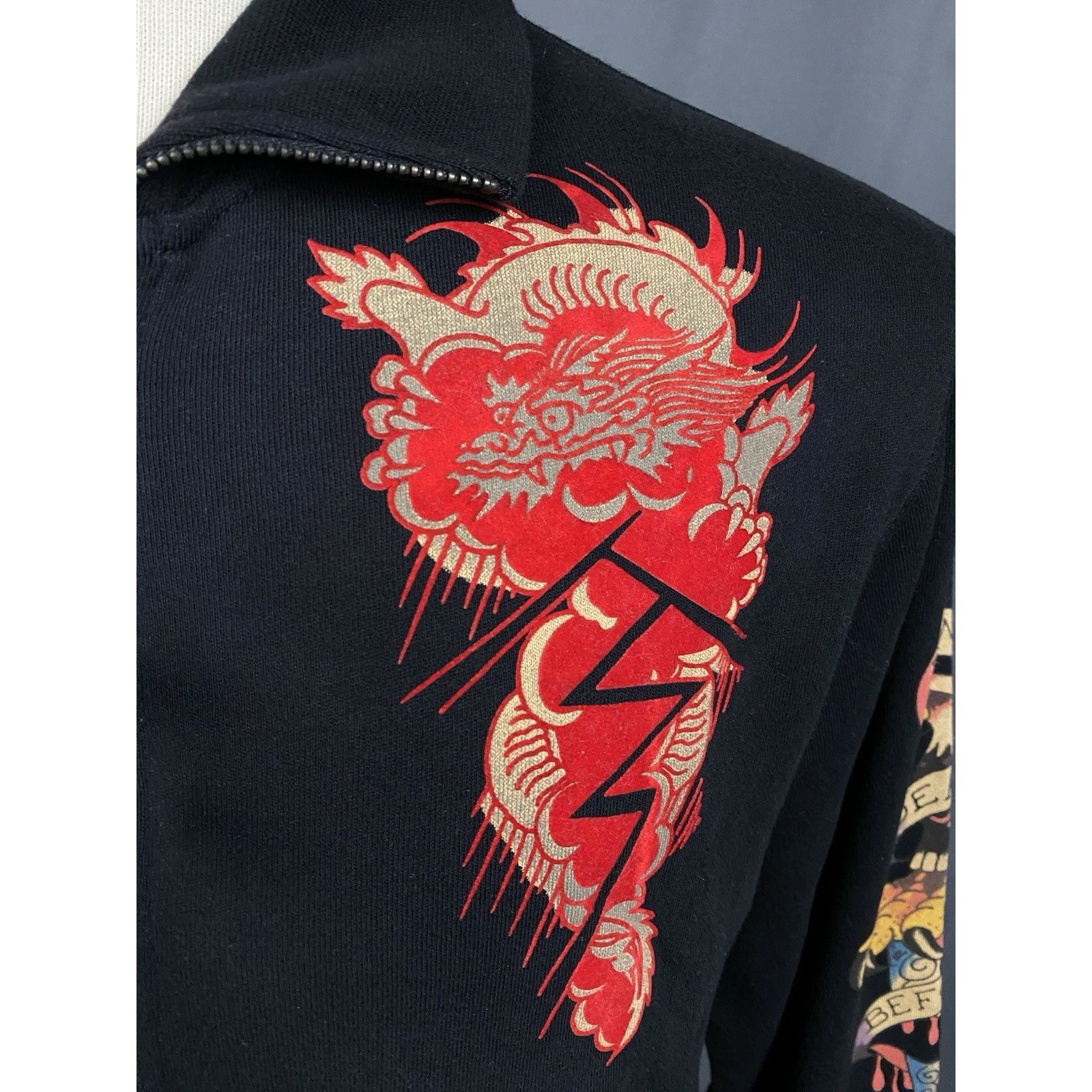 Ed Hardy MINT! Ed Hardy Big Logo Men's Black Full Zip Sweater Size M Size US M / EU 48-50 / 2 - 11 Thumbnail