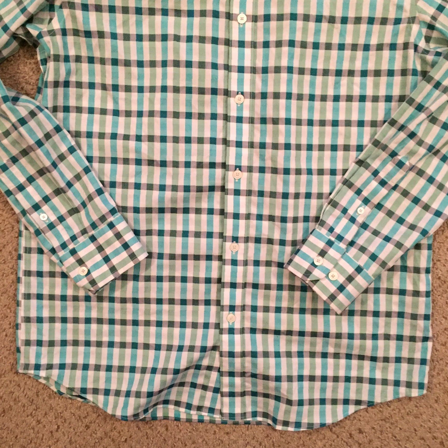 Banana Republic Banana Republic Shirt Mens Medium Green Plaid Long Sleeve Button Up Classic Fit Size US M / EU 48-50 / 2 - 4 Thumbnail
