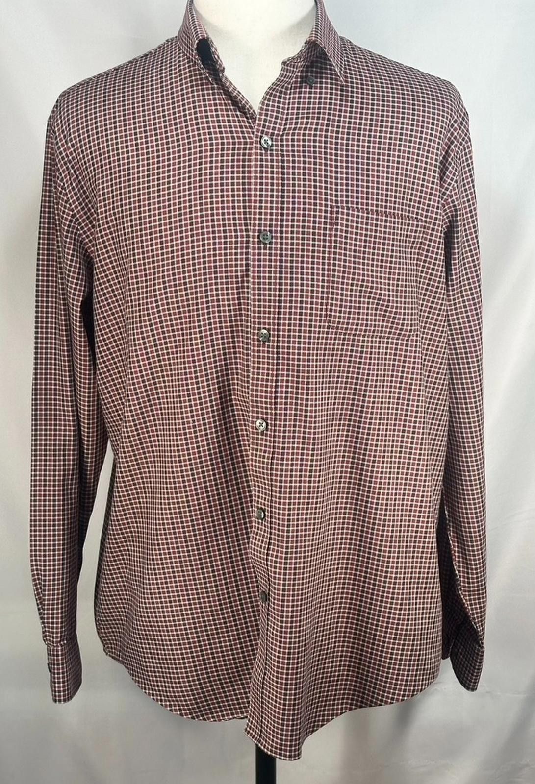 Van Heusen Van Heusen Plaid Check Flex Button Up Red Mens L 16-16.5 Size US L / EU 52-54 / 3 - 1 Thumbnail