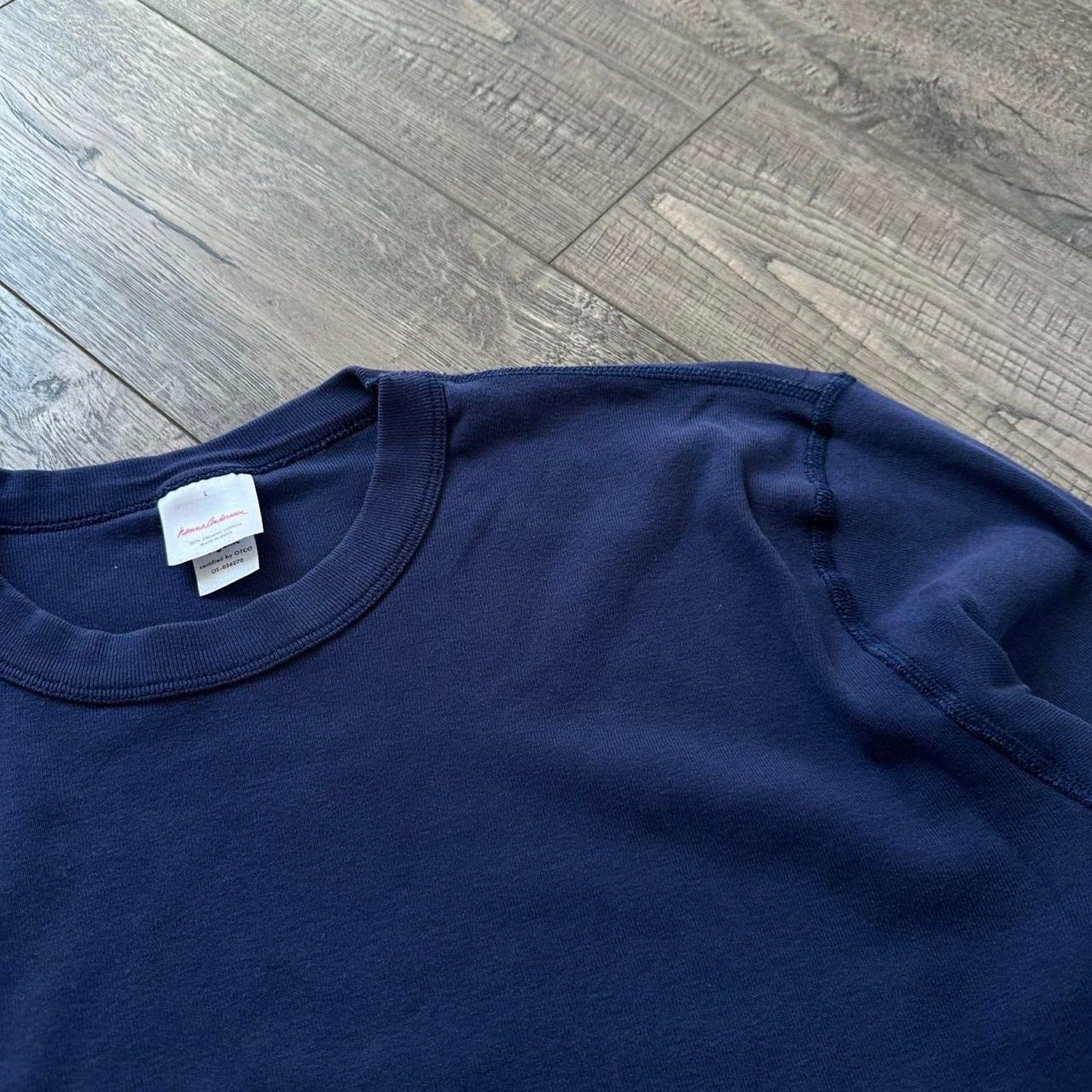 Vintage Vintage Basic Blank Navy Organic Cotton Longsleeve Shirt Size US L / EU 52-54 / 3 - 6 Thumbnail