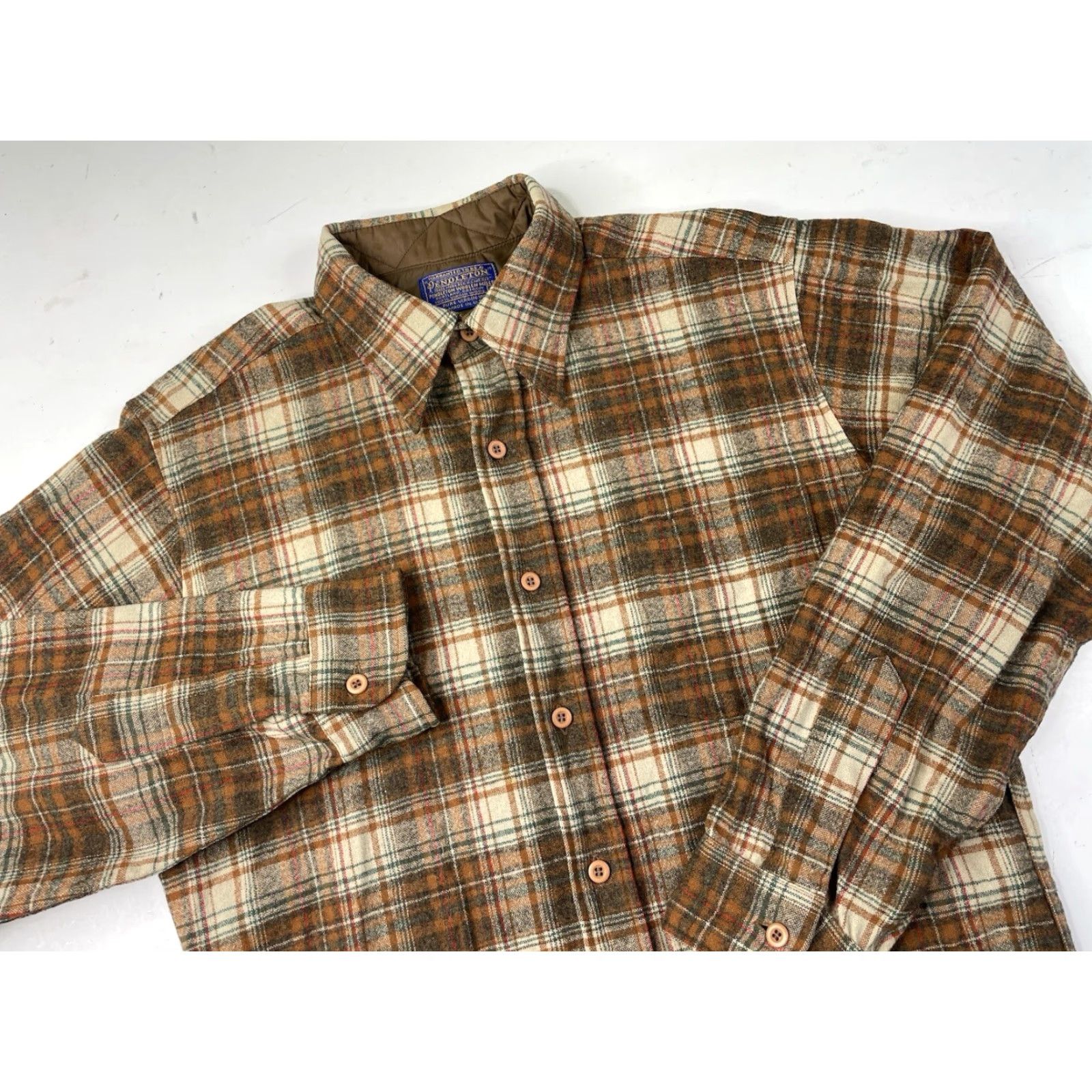 Pendleton VINTAGE Pendleton Wool Flannel Button-Up Plaid Shirt Men’s M Brown USA Made Size US M / EU 48-50 / 2 - 2 Thumbnail