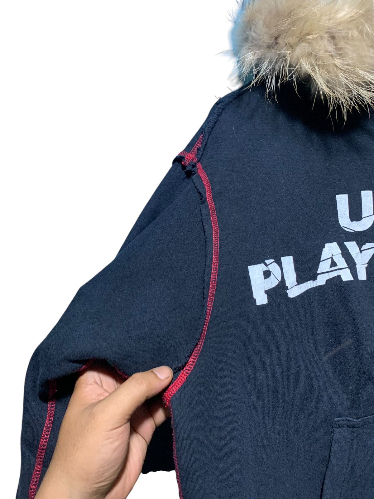 If Six Was Nine × Le Grande Bleu (L.G.B.) × Upper Playground Vtg Upper Playground distressed nightmare fur hoodie Size US L / EU 52-54 / 3 - 7 Thumbnail