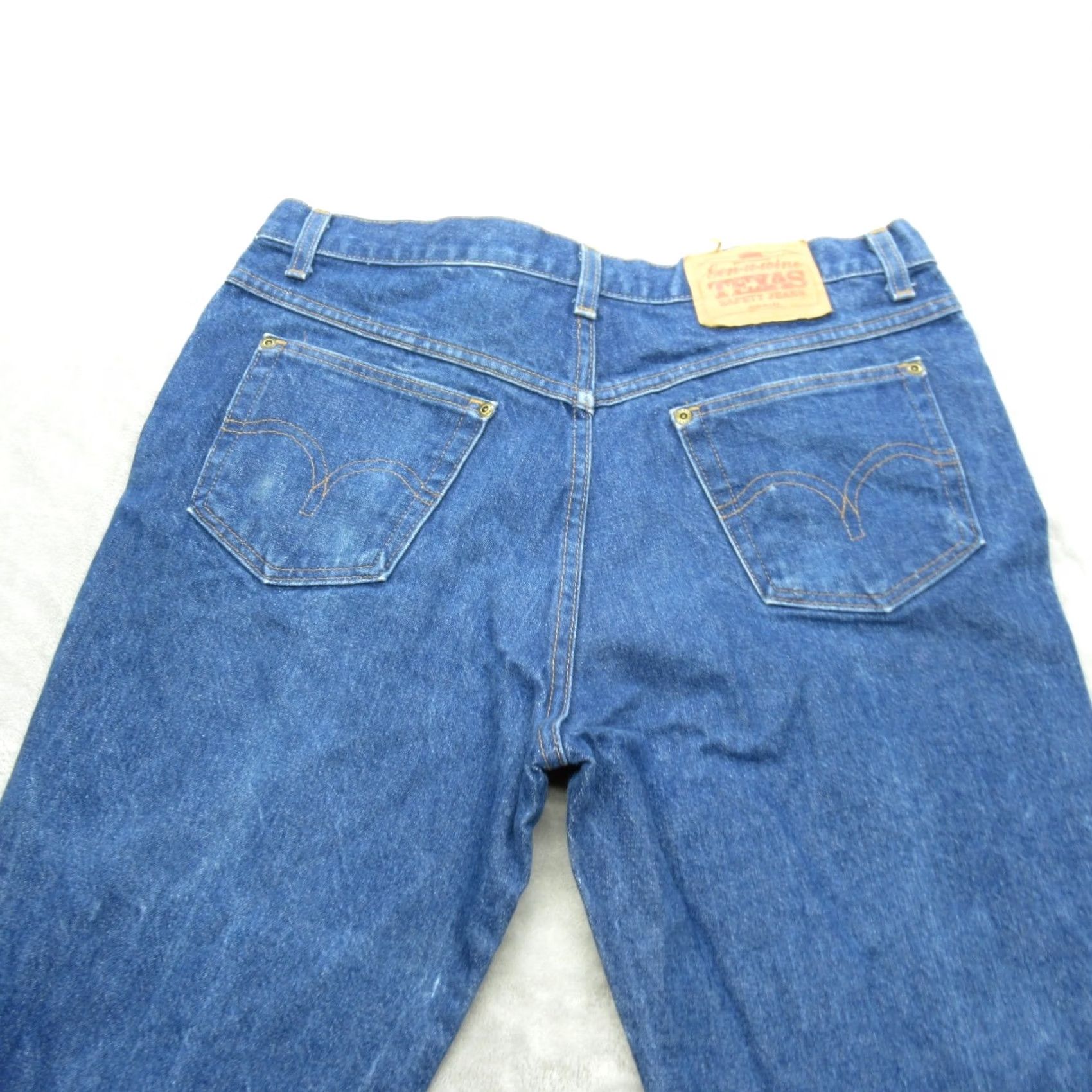 Denime VINTAGE Gen-U-Wine Texas Safety Jeans Mens 34x31 Medium Wash Denim Workwear Bootcut USA Made Size US 34 / EU 50 - 7 Thumbnail