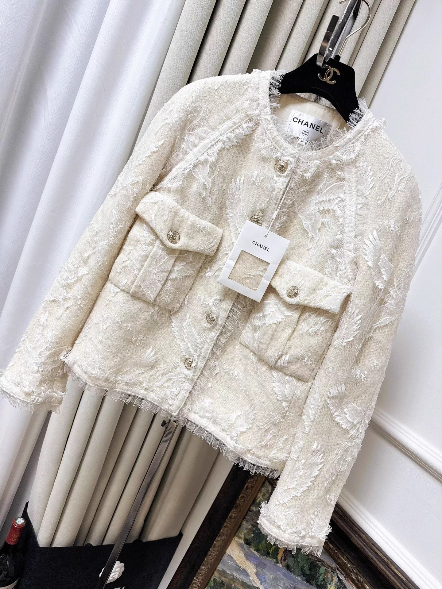 Chanel Chanel 20K Equestrian Ivory Lace Tweed Jacket FR36 Size XS / US 0-2 / IT 36-38 - 1 Thumbnail