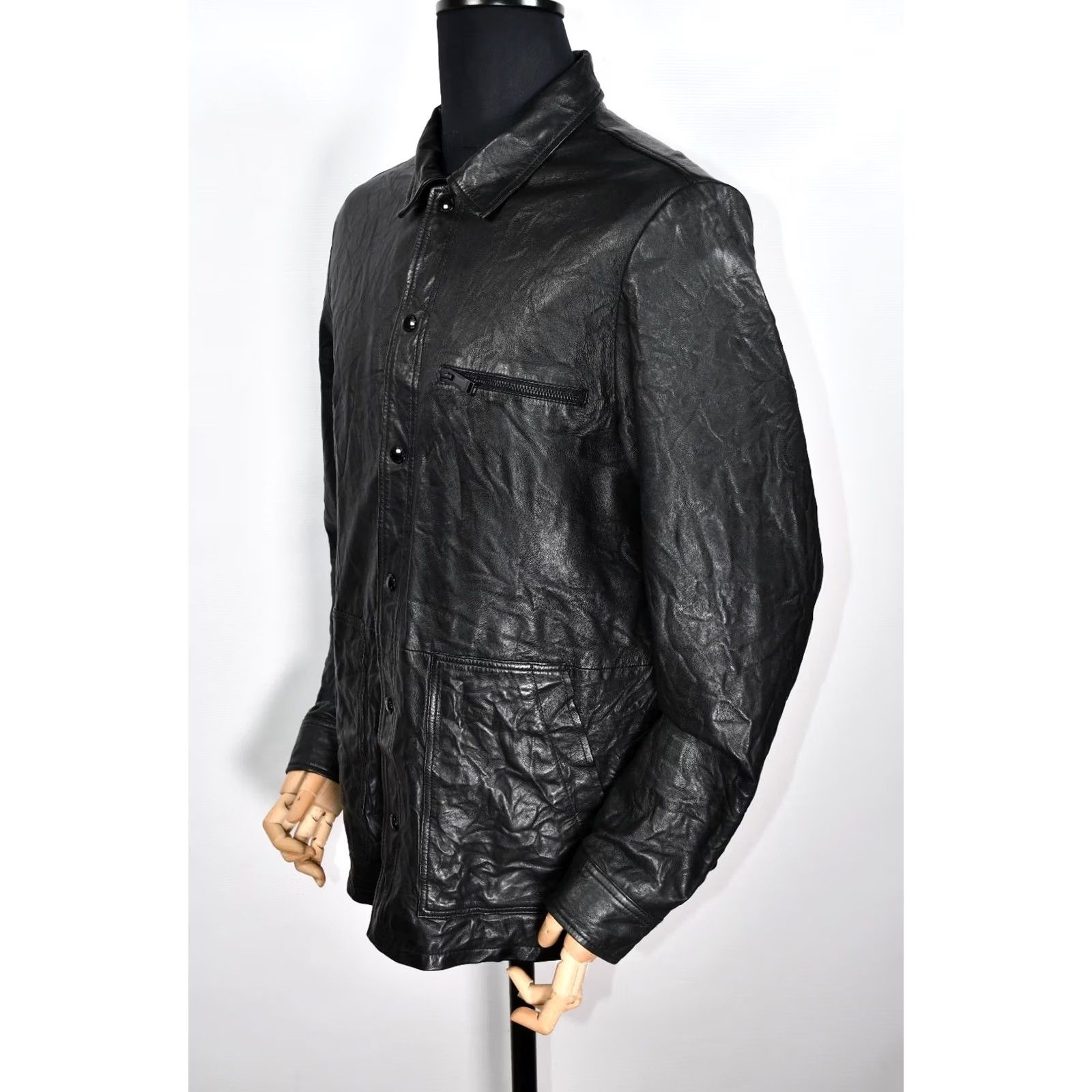 Zadig & Voltaire ZADIG & VOLTAIRE Blade Crinkle Leather Jacket L Women Black Snap Closure Casual Large Leather Jacket Size L / US 10 / IT 46 - 3 Thumbnail