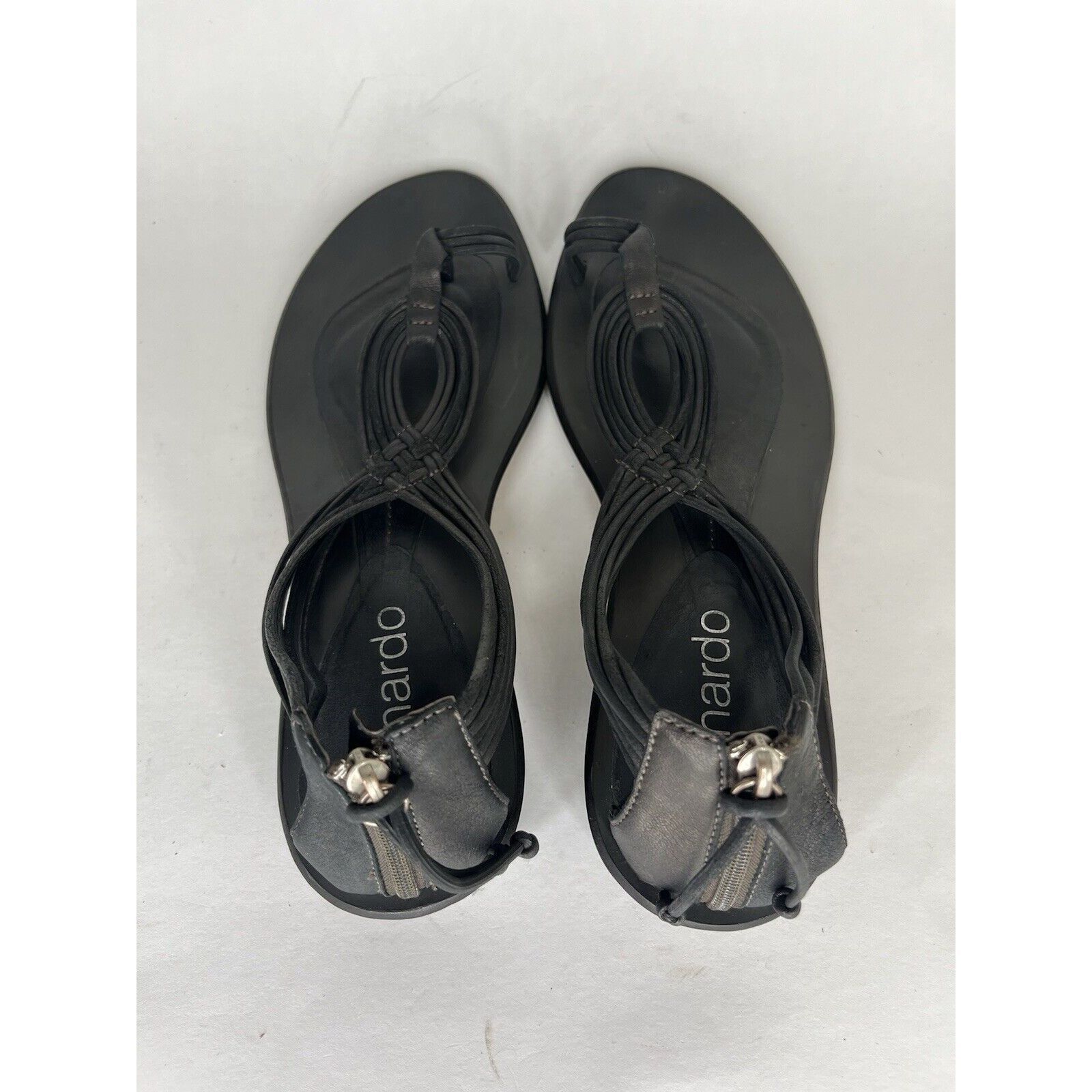 Other Bernardo Black Leather Toe Post Back Zipper Heel Sandals Wom Size US 8.5 / IT 38.5 - 5 Thumbnail