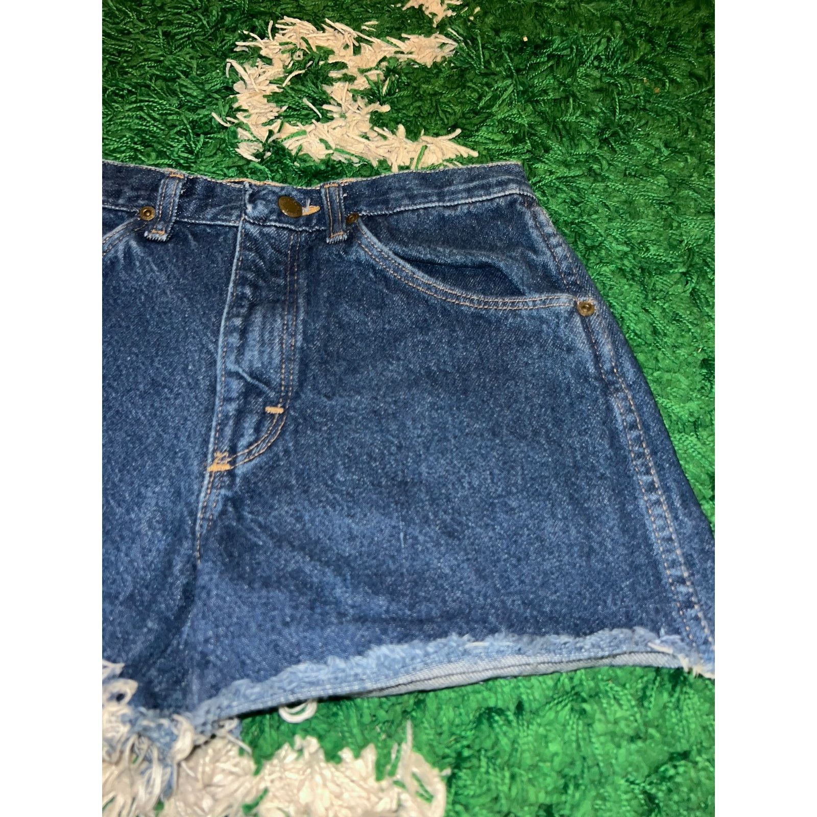 Wrangler Y2K Wrangler Denim Shorts Jorts Low Cut Blue 2000s 29 CUT Size 29" - 4 Thumbnail