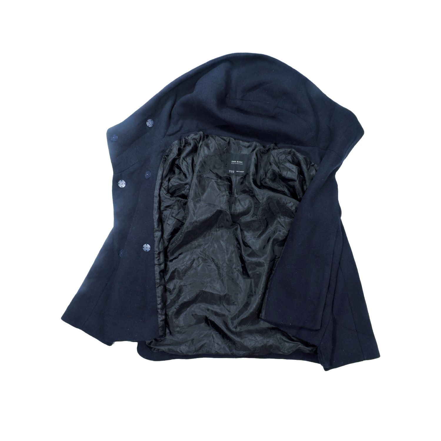 ZARA BASIC OUTWEAR HOODED WRAP COCOON PEA COAT JACKET