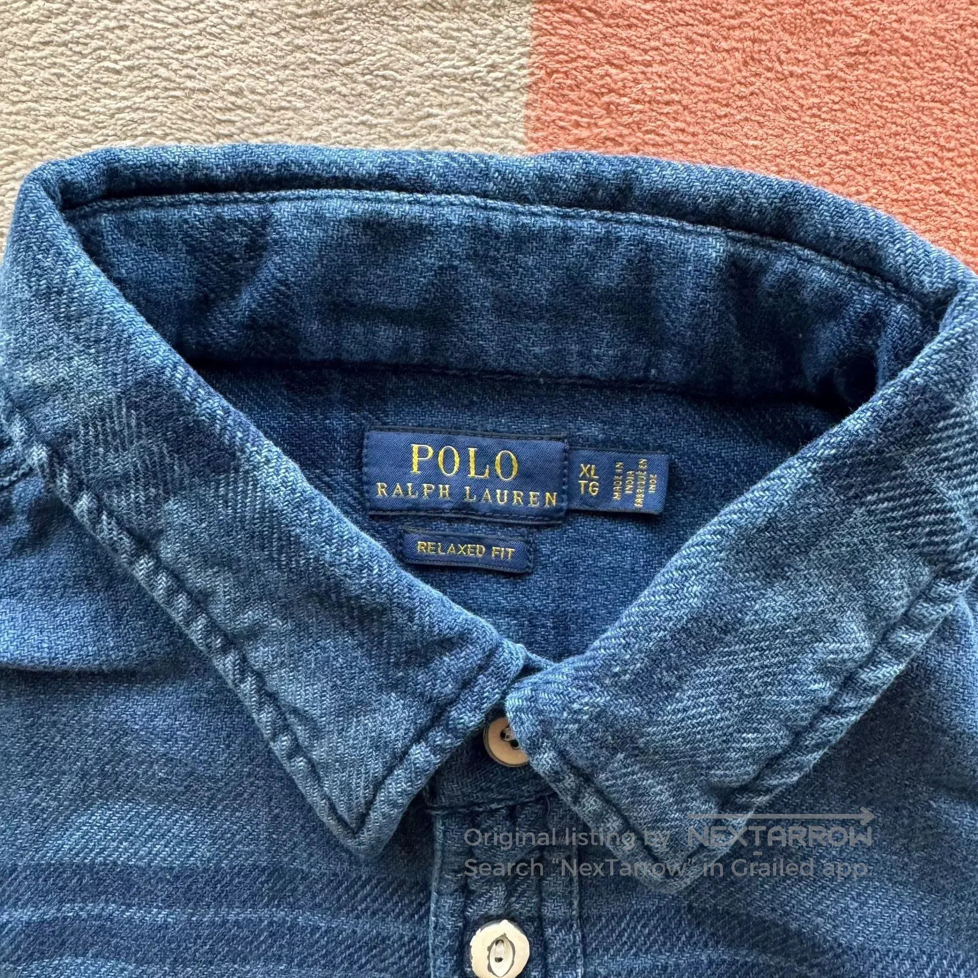 RRL Ralph Lauren Ralph Lauren Indigo Sashiko Patch Shirt. Size US XL / EU 56 / 4 - 4 Thumbnail