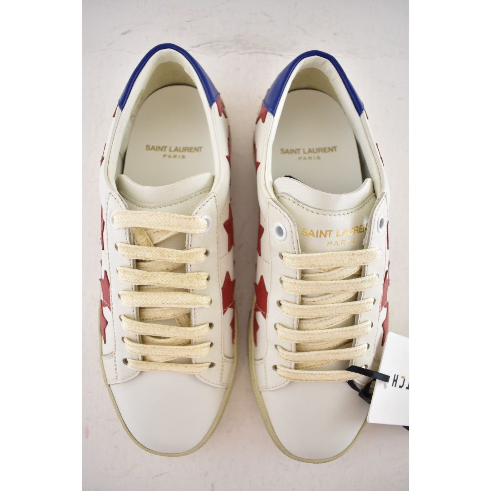 Yves Saint Laurent Court Classic SL Red Star Distressed Flat Low Top Sneaker Size US 6 / IT 36 - 10 Thumbnail