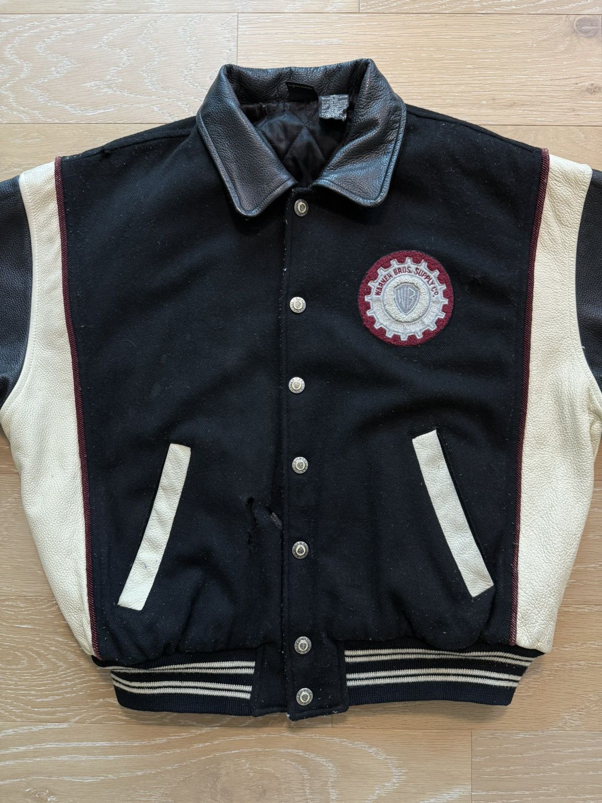 Warner Bros Vintage 90s Taz Tasmanian Devil Leather Wool Jacket Size US S / EU 44-46 / 1 - 5 Thumbnail