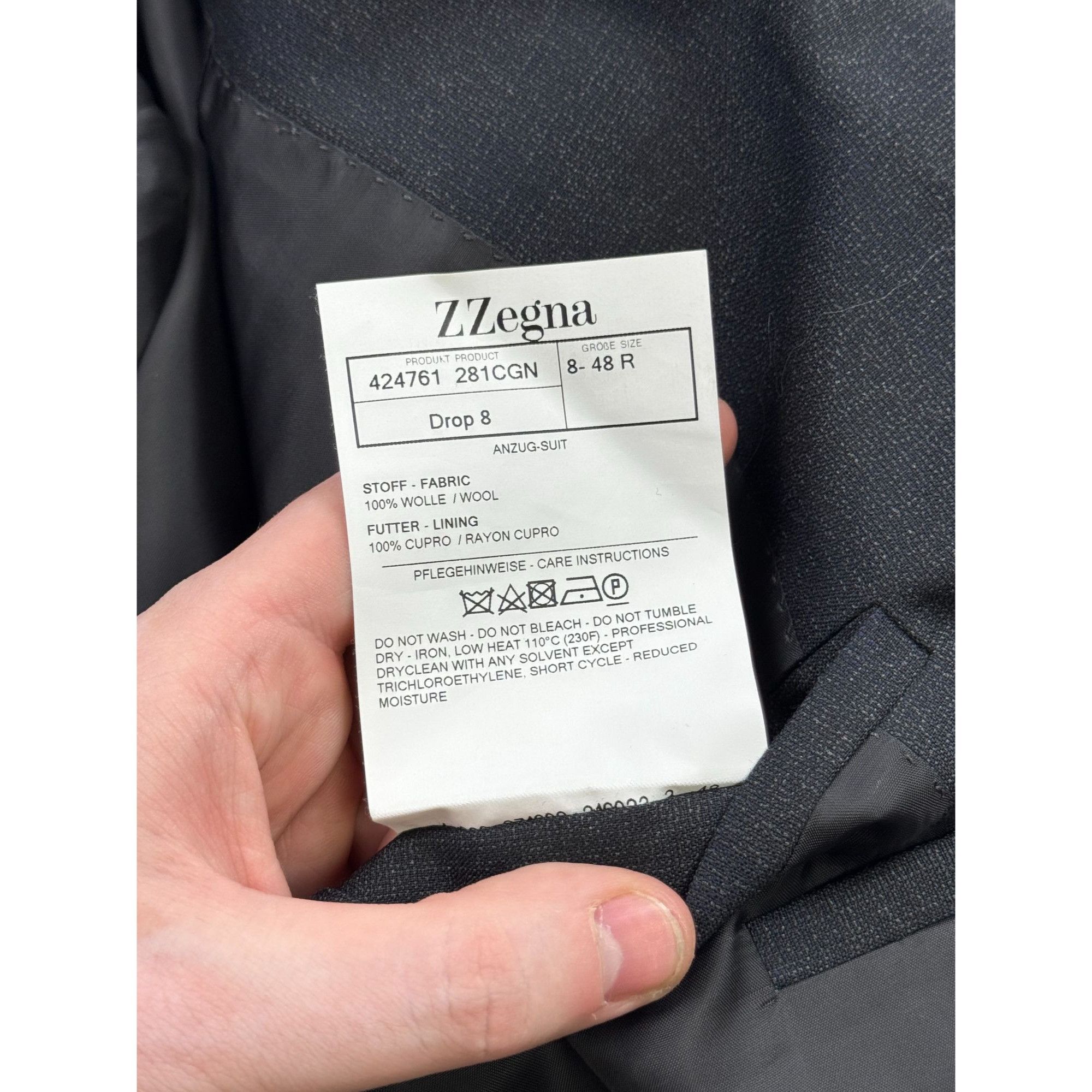 Z Zegna Z Zegna Charcoal Grey 100% Wool Two-Button Slim Fit Blazer Size 48R - 6 Thumbnail