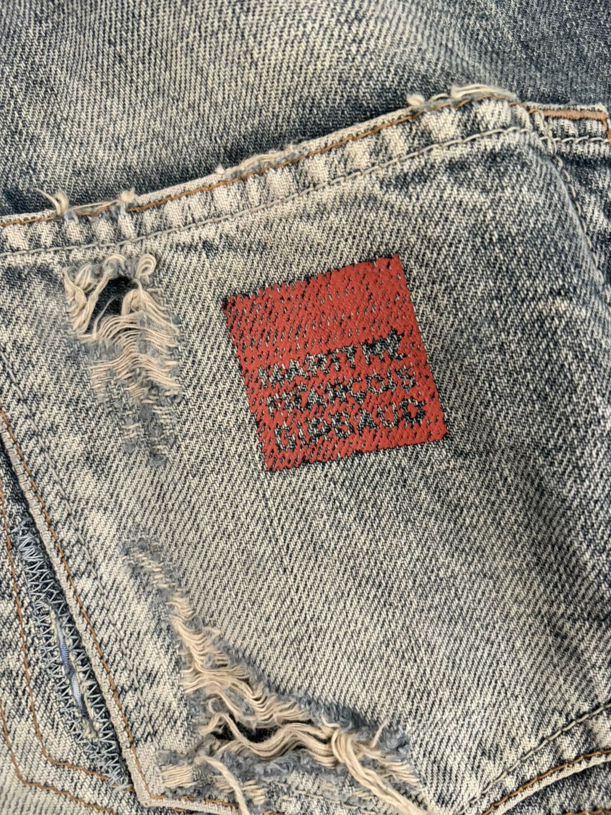 Marithe + Francois Girbaud Distressed Trompe-l'œil Straight Denim Size US 32 / EU 48 - 10 Thumbnail