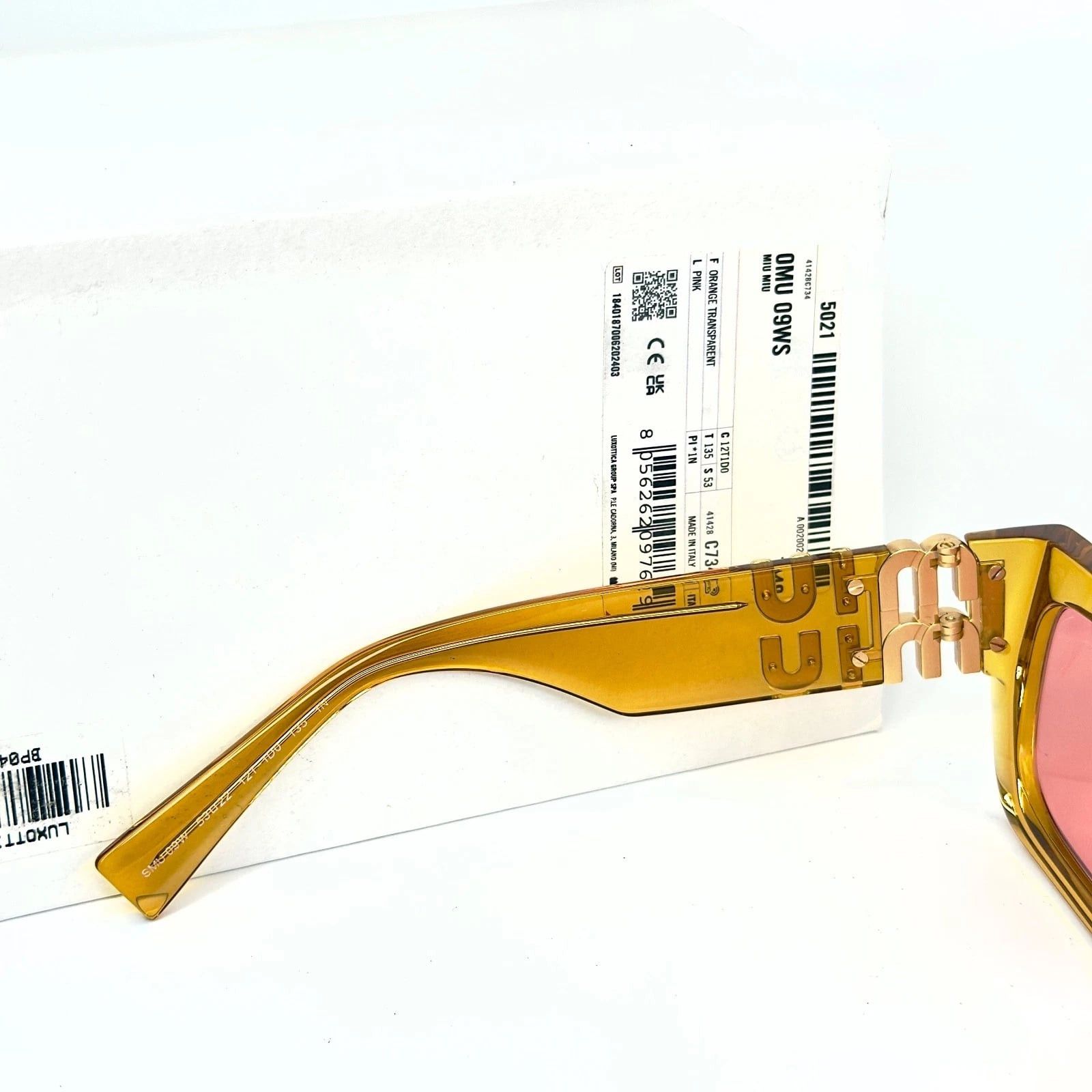 Miu Miu MIU MIU GLIMPSE LOGO MU09WS Orange Pink Logo Geometric 09W Size ONE SIZE - 10 Thumbnail