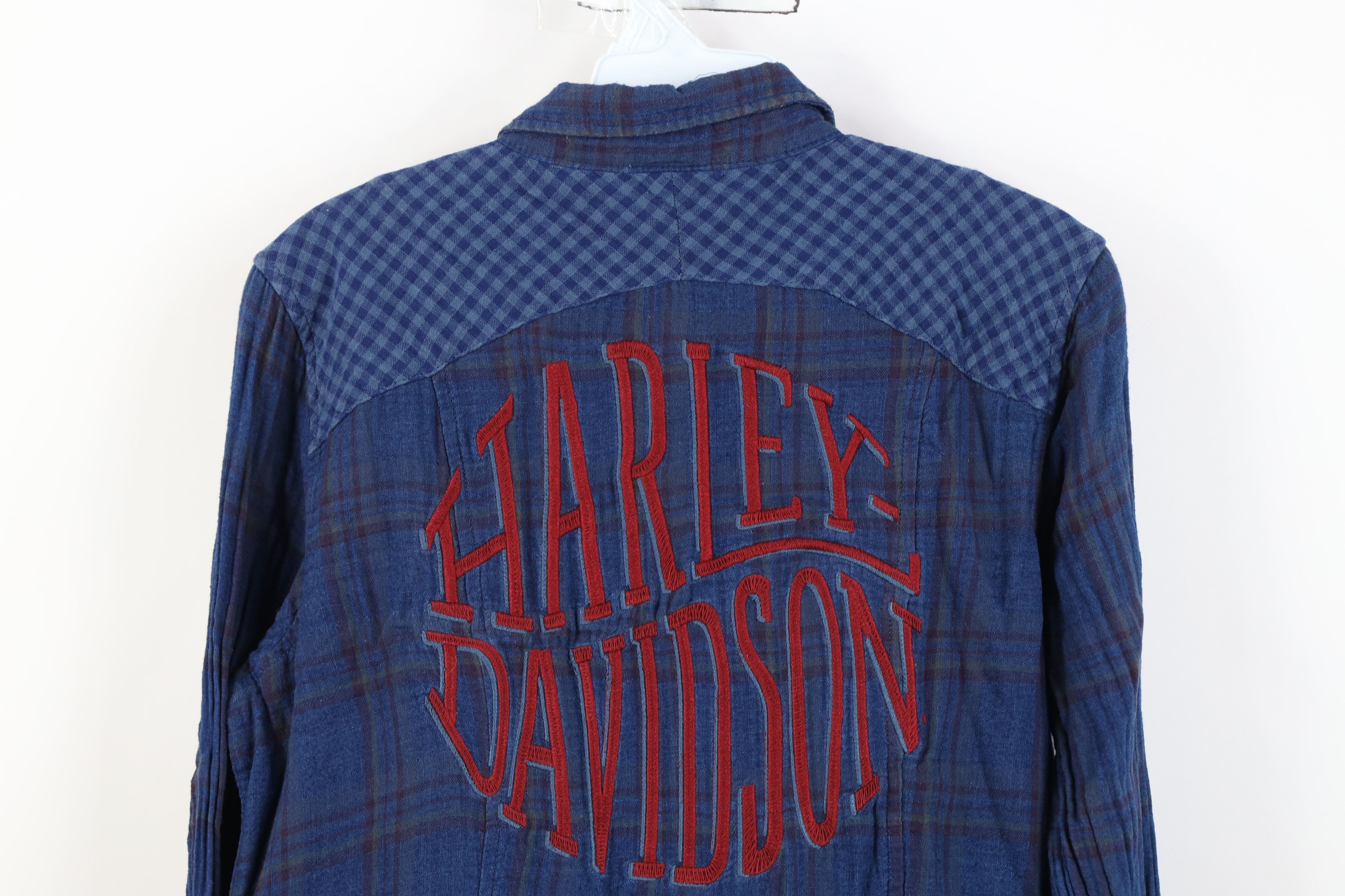 Harley Davidson Vintage Harley Davidson Flannel Collared Button Shirt Size L / US 10 / IT 46 - 13 Thumbnail